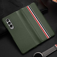 Luxury Leather Matte Finish and Plastic Back Cover Case S09 for Samsung Galaxy Z Fold3 5G Matcha Green