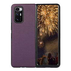 Luxury Leather Matte Finish and Plastic Back Cover Case S10 for Xiaomi Mix Fold 5G Purple