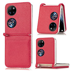 Luxury Leather Matte Finish and Plastic Back Cover Case SD1 for Huawei P60 Pocket Red