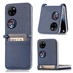 Luxury Leather Matte Finish and Plastic Back Cover Case SD1 for Huawei Pocket S Blue