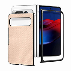 Luxury Leather Matte Finish and Plastic Back Cover Case SD2 for Google Pixel Fold 5G Gold