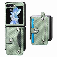 Luxury Leather Matte Finish and Plastic Back Cover Case SD2 for Samsung Galaxy Z Flip5 5G Green