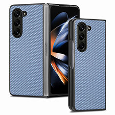 Luxury Leather Matte Finish and Plastic Back Cover Case SD2 for Samsung Galaxy Z Fold5 5G Blue