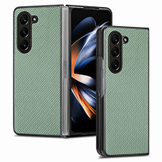 Luxury Leather Matte Finish and Plastic Back Cover Case SD2 for Samsung Galaxy Z Fold5 5G Green