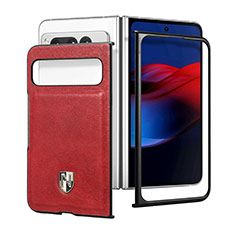 Luxury Leather Matte Finish and Plastic Back Cover Case SD3 for Google Pixel Fold 5G Red