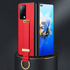 Luxury Leather Matte Finish and Plastic Back Cover Case SD3 for Huawei Mate X2 Red