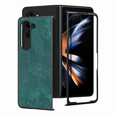 Luxury Leather Matte Finish and Plastic Back Cover Case SD4 for Samsung Galaxy Z Fold5 5G Green