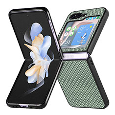 Luxury Leather Matte Finish and Plastic Back Cover Case SD5 for Samsung Galaxy Z Flip5 5G Green