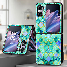 Luxury Leather Matte Finish and Plastic Back Cover Case SD7 for Oppo Find N2 Flip 5G Green