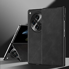 Luxury Leather Matte Finish and Plastic Back Cover Case SY1 for Oppo Find N3 5G Black
