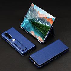 Luxury Leather Matte Finish and Plastic Back Cover Case T02 for Samsung Galaxy Z Fold4 5G Blue