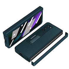 Luxury Leather Matte Finish and Plastic Back Cover Case Z07 for Samsung Galaxy Z Fold2 5G Green