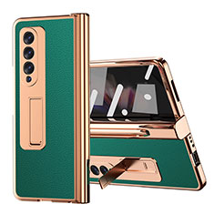 Luxury Leather Matte Finish and Plastic Back Cover Case ZL1 for Samsung Galaxy Z Fold4 5G Green