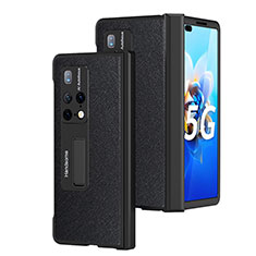 Luxury Leather Matte Finish and Plastic Back Cover Case ZL13 for Huawei Mate X2 Black