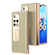 Luxury Leather Matte Finish and Plastic Back Cover Case ZL13 for Huawei Mate X2 Gold