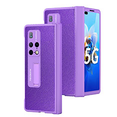 Luxury Leather Matte Finish and Plastic Back Cover Case ZL13 for Huawei Mate X2 Purple