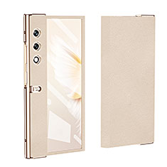 Luxury Leather Matte Finish and Plastic Back Cover Case ZL2 for Huawei Honor V Purse 5G Gold