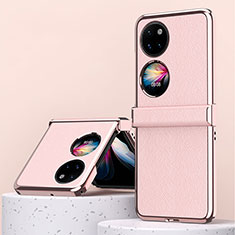 Luxury Leather Matte Finish and Plastic Back Cover Case ZL2 for Huawei P60 Pocket Rose Gold