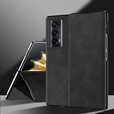 Luxury Leather Matte Finish and Plastic Back Cover Case ZL3 for Huawei Honor Magic V2 5G Black