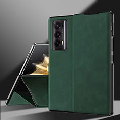 Luxury Leather Matte Finish and Plastic Back Cover Case ZL3 for Huawei Honor Magic V2 5G Green