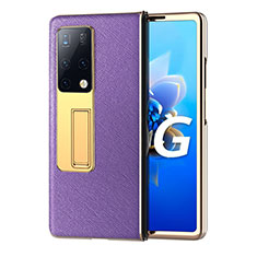 Luxury Leather Matte Finish and Plastic Back Cover Case ZL3 for Huawei Mate X2 Purple