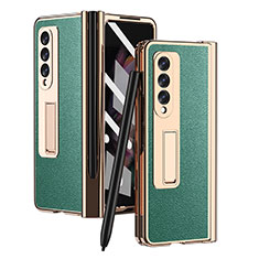 Luxury Leather Matte Finish and Plastic Back Cover Case ZL4 for Samsung Galaxy Z Fold3 5G Green