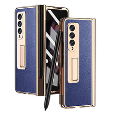 Luxury Leather Matte Finish and Plastic Back Cover Case ZL4 for Samsung Galaxy Z Fold4 5G Blue