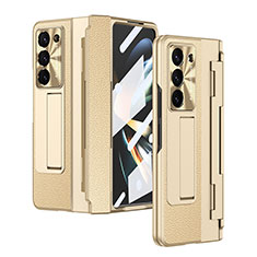 Luxury Leather Matte Finish and Plastic Back Cover Case ZL5 for Samsung Galaxy Z Fold5 5G Khaki