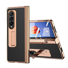 Luxury Leather Matte Finish and Plastic Back Cover Case ZL6 for Samsung Galaxy Z Fold4 5G Black
