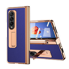 Luxury Leather Matte Finish and Plastic Back Cover Case ZL6 for Samsung Galaxy Z Fold4 5G Blue