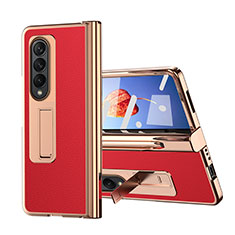 Luxury Leather Matte Finish and Plastic Back Cover Case ZL6 for Samsung Galaxy Z Fold4 5G Red