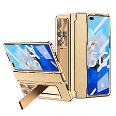 Luxury Leather Matte Finish and Plastic Back Cover Case ZL8 for Huawei Mate X2 Gold