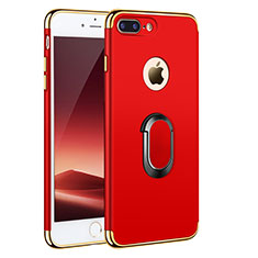 Luxury Metal Frame and Plastic Back Case with Finger Ring Stand A01 for Apple iPhone 8 Plus Red