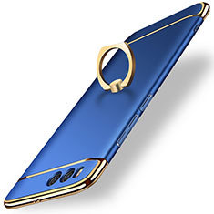 Luxury Metal Frame and Plastic Back Case with Finger Ring Stand for Xiaomi Mi 6 Blue