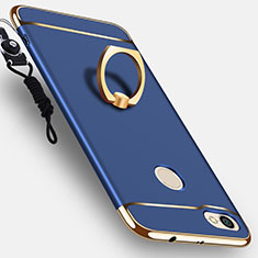 Luxury Metal Frame and Plastic Back Case with Finger Ring Stand for Xiaomi Redmi Y1 Blue