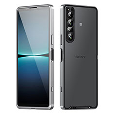 Luxury Metal Frame and Plastic Back Cover Case for Sony Xperia 1 IV SO-51C Silver