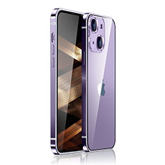 Luxury Metal Frame and Plastic Back Cover Case JB1 for Apple iPhone 15 Plus Purple