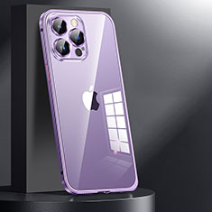 Luxury Metal Frame and Plastic Back Cover Case JL1 for Apple iPhone 14 Pro Purple