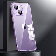 Luxury Metal Frame and Plastic Back Cover Case JL1 for Apple iPhone 15 Plus Purple