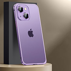 Luxury Metal Frame and Plastic Back Cover Case JL2 for Apple iPhone 15 Plus Purple