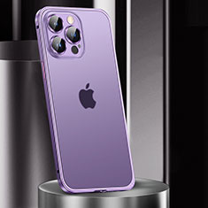 Luxury Metal Frame and Plastic Back Cover Case JL2 for Apple iPhone 15 Pro Max Purple