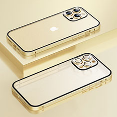 Luxury Metal Frame and Plastic Back Cover Case LF3 for Apple iPhone 14 Pro Gold