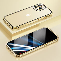 Luxury Metal Frame and Plastic Back Cover Case LF4 for Apple iPhone 13 Pro Gold