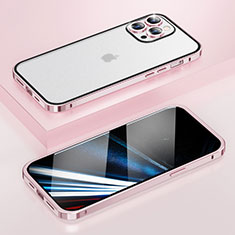 Luxury Metal Frame and Plastic Back Cover Case LF4 for Apple iPhone 15 Pro Rose Gold