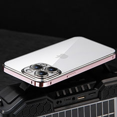 Luxury Metal Frame and Plastic Back Cover Case LF5 for Apple iPhone 13 Pro Rose Gold
