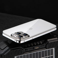 Luxury Metal Frame and Plastic Back Cover Case LF5 for Apple iPhone 13 Pro Silver