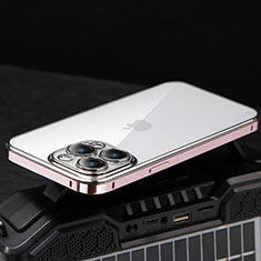 Luxury Metal Frame and Plastic Back Cover Case LF5 for Apple iPhone 16 Pro Rose Gold