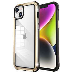 Luxury Metal Frame and Plastic Back Cover Case LF6 for Apple iPhone 14 Plus Gold