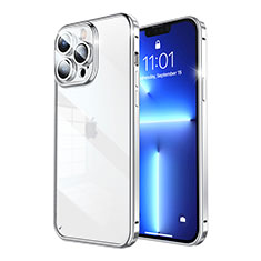 Luxury Metal Frame and Plastic Back Cover Case LF7 for Apple iPhone 13 Pro Max Silver