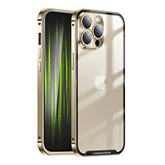 Luxury Metal Frame and Plastic Back Cover Case LK1 for Apple iPhone 13 Pro Max Gold